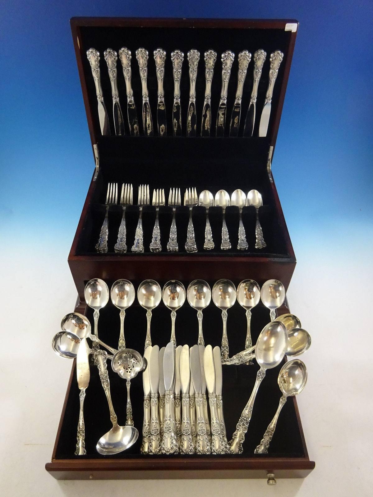 Buttercup by Gorham 78 piece sterling silver flatware set. This set includes:

12 knives, 8 3/4
