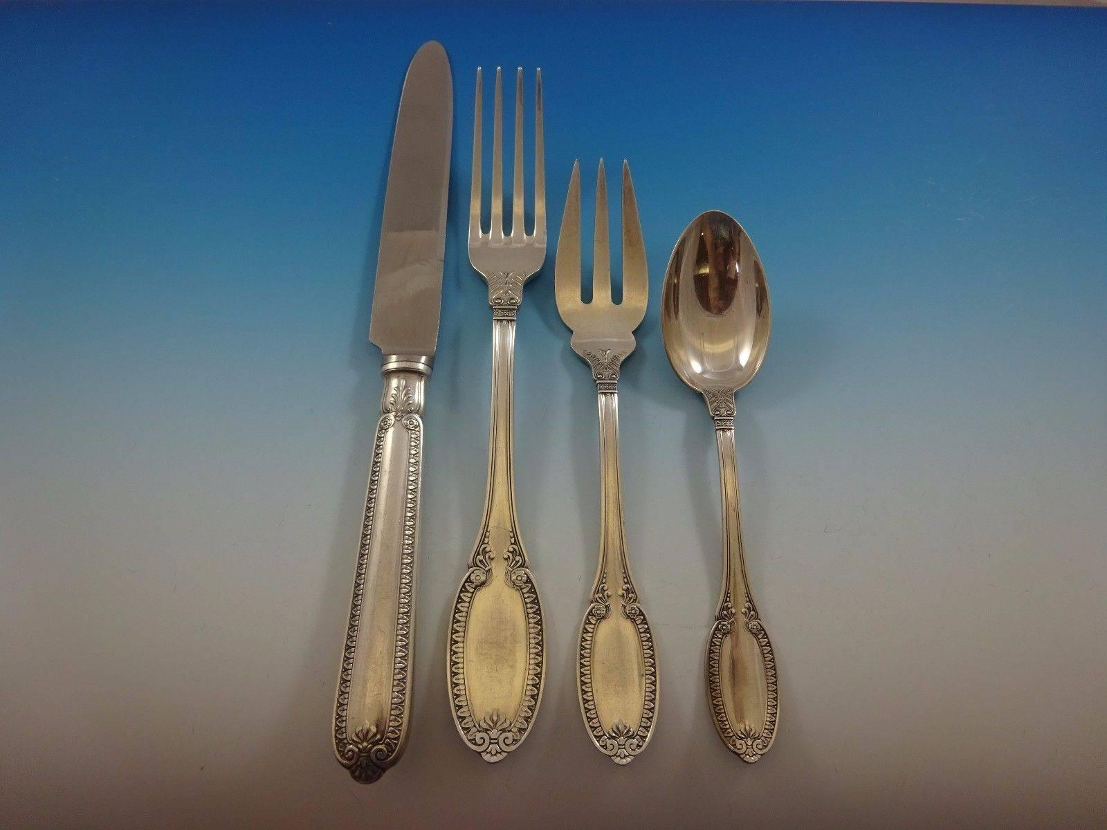 Empire by Buccellati Sterling Silver Flatware Set, Dinner 8 Service, 48 Pieces In Excellent Condition In Big Bend, WI