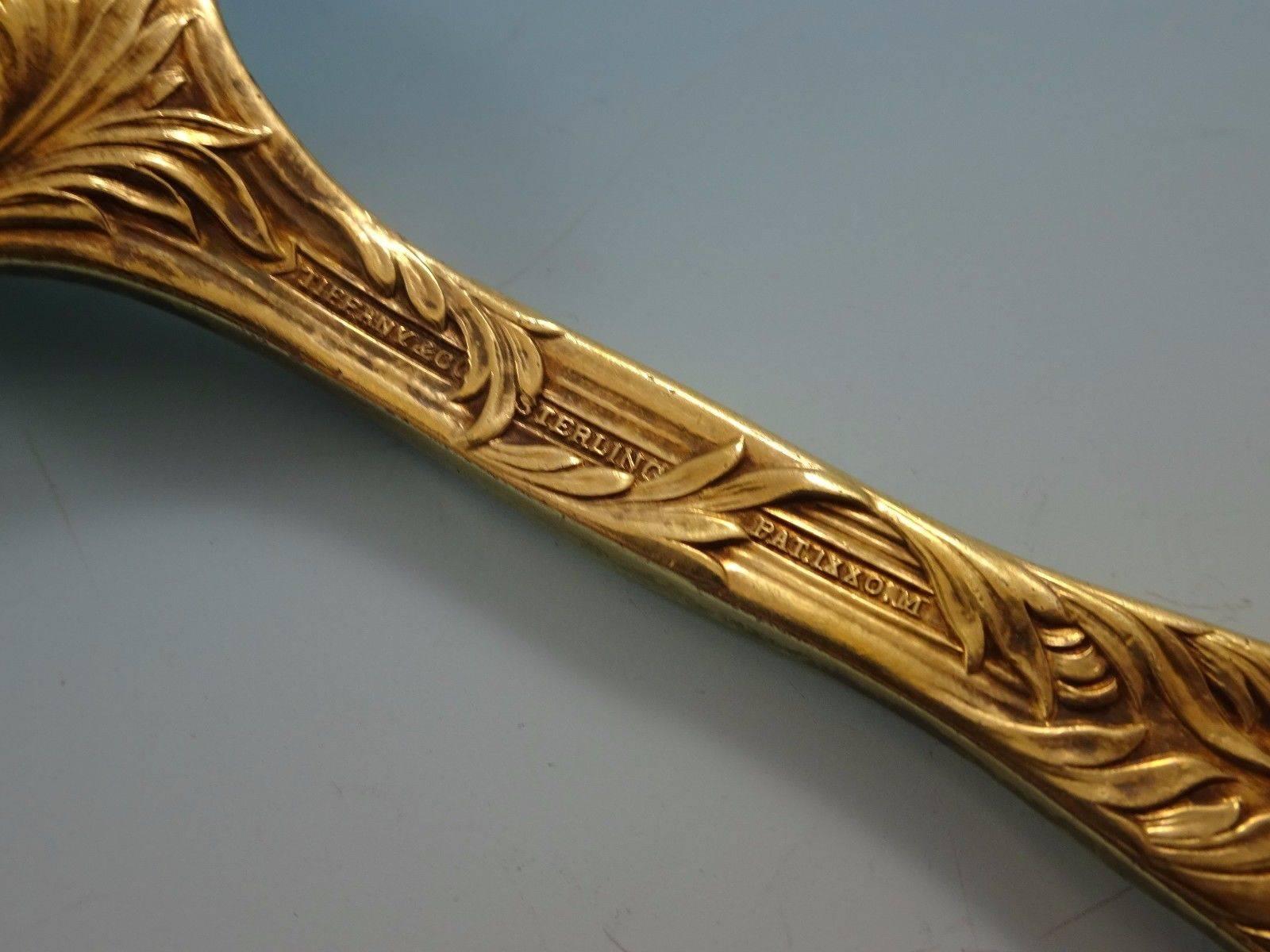 Chrysanthemum Vermeil by Tiffany Sterling Silver Flatware Set Service 49 Pieces In Excellent Condition In Big Bend, WI