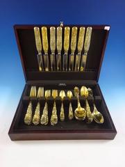 Chrysanthemum Vermeil by Tiffany Sterling Silver Flatware Set Service 49 Pieces