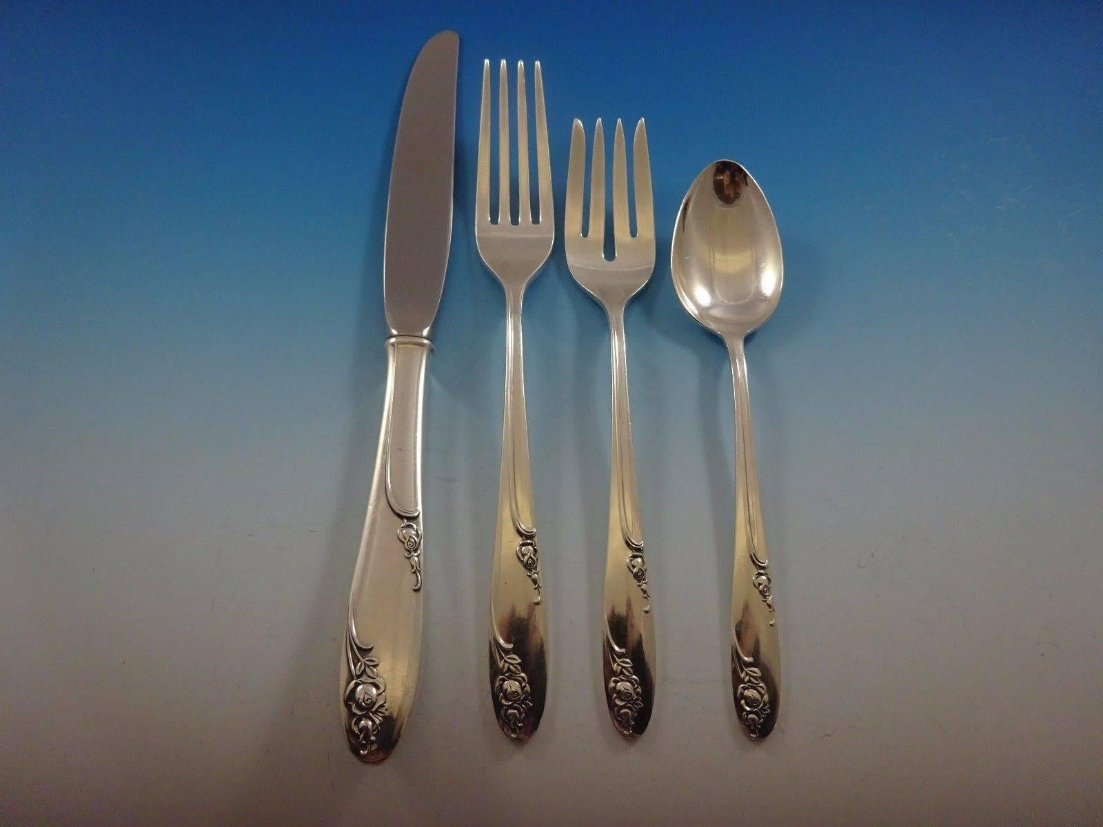 Rosecrest by Alvin Sterling Silver Flatware Service for 12 Set 62 Pieces In Excellent Condition In Big Bend, WI