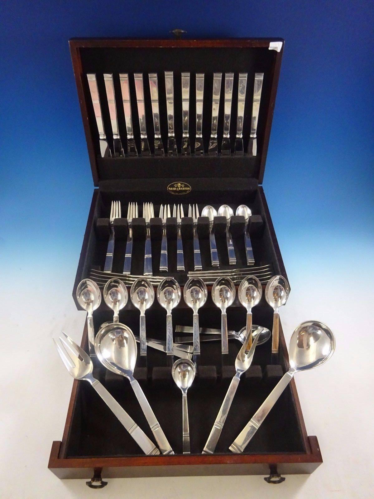 Large Cardinal by Grann and Laglye (Denmark) sterling silver dinner Size flatware set, marked H. Nils - 77 pieces. This set includes:

 

12 dinner size knives, 9 1/8