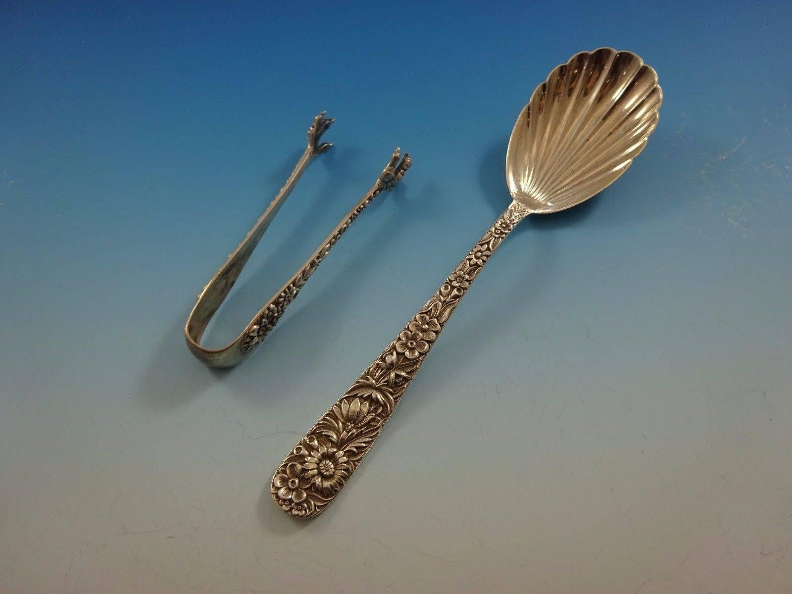 Repousse by Kirk Sterling Silver Flatware Service for 12 Set 143 Pcs Dinner Size In Excellent Condition In Big Bend, WI