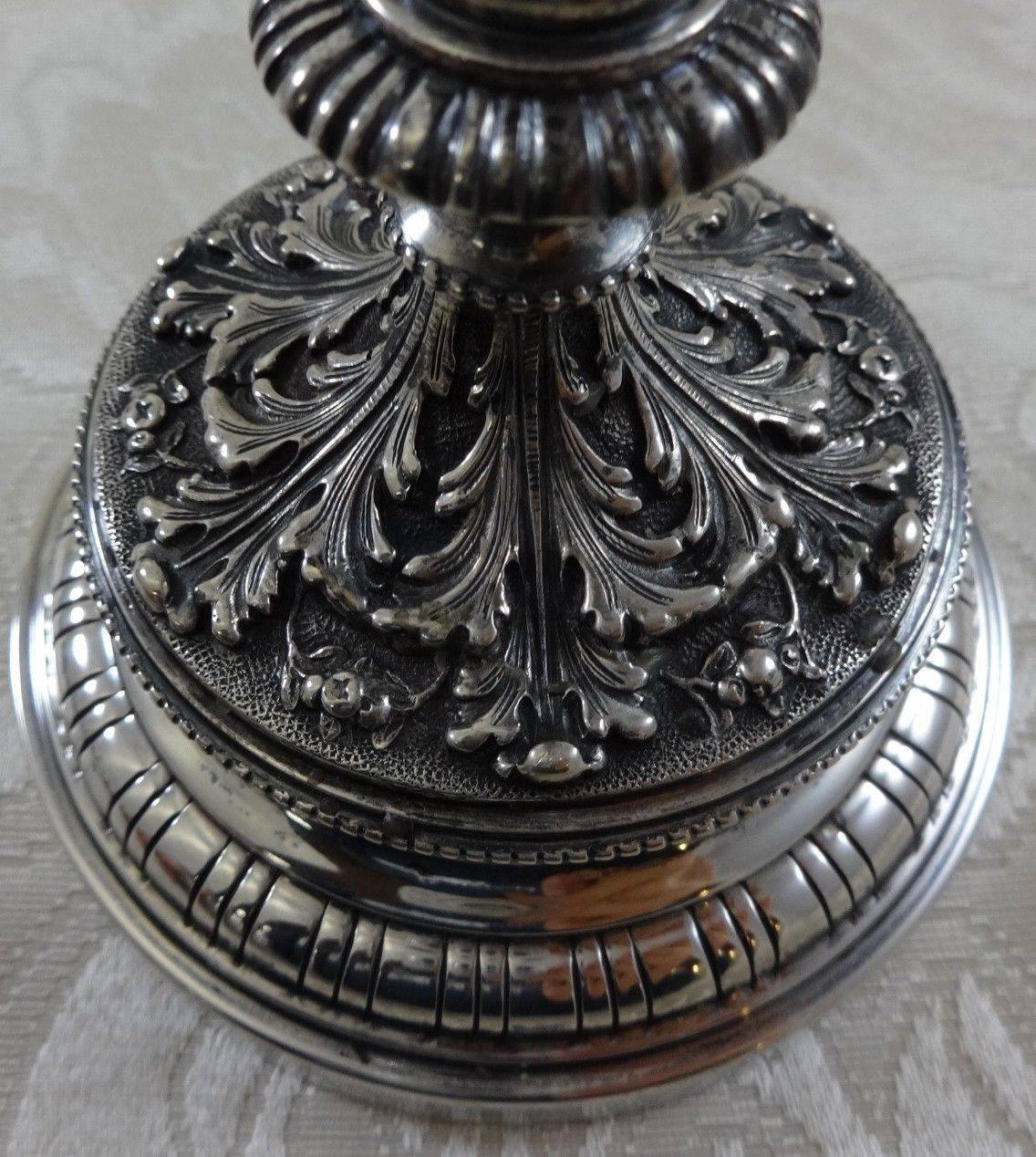 Grande Imperiale Buccellati Sterling Silver Candlesticks Pair, Italy Hollowware In Excellent Condition In Big Bend, WI