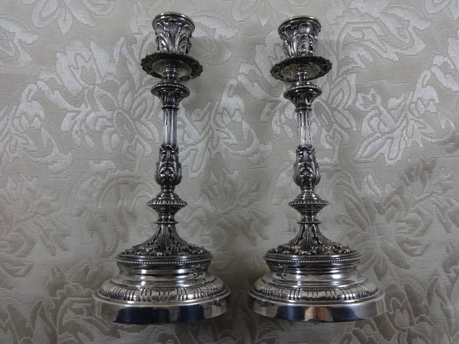 Grande Imperiale Buccellati Sterling Silver Candlesticks Pair, Italy Hollowware 1