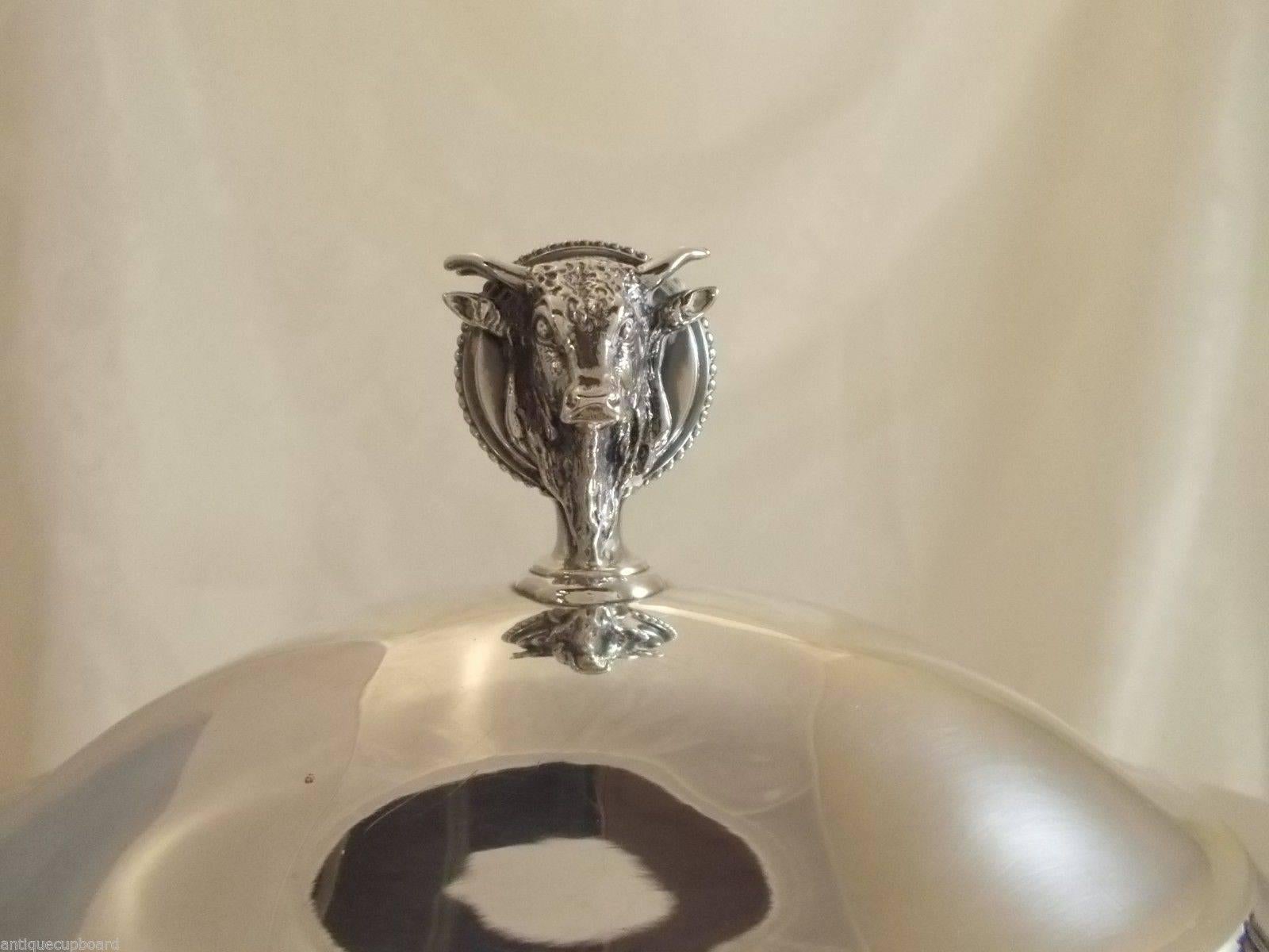Gorham Sterling Silver Tureen with 3D Bull Finial Figural Exceptional Hollowware 1