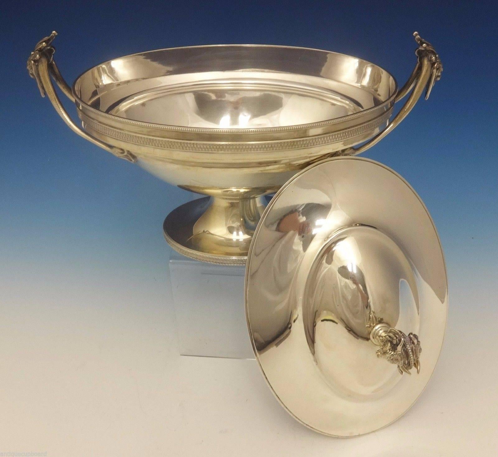 Gorham Sterling Silver Tureen with 3D Bull Finial Figural Exceptional Hollowware In Excellent Condition In Big Bend, WI