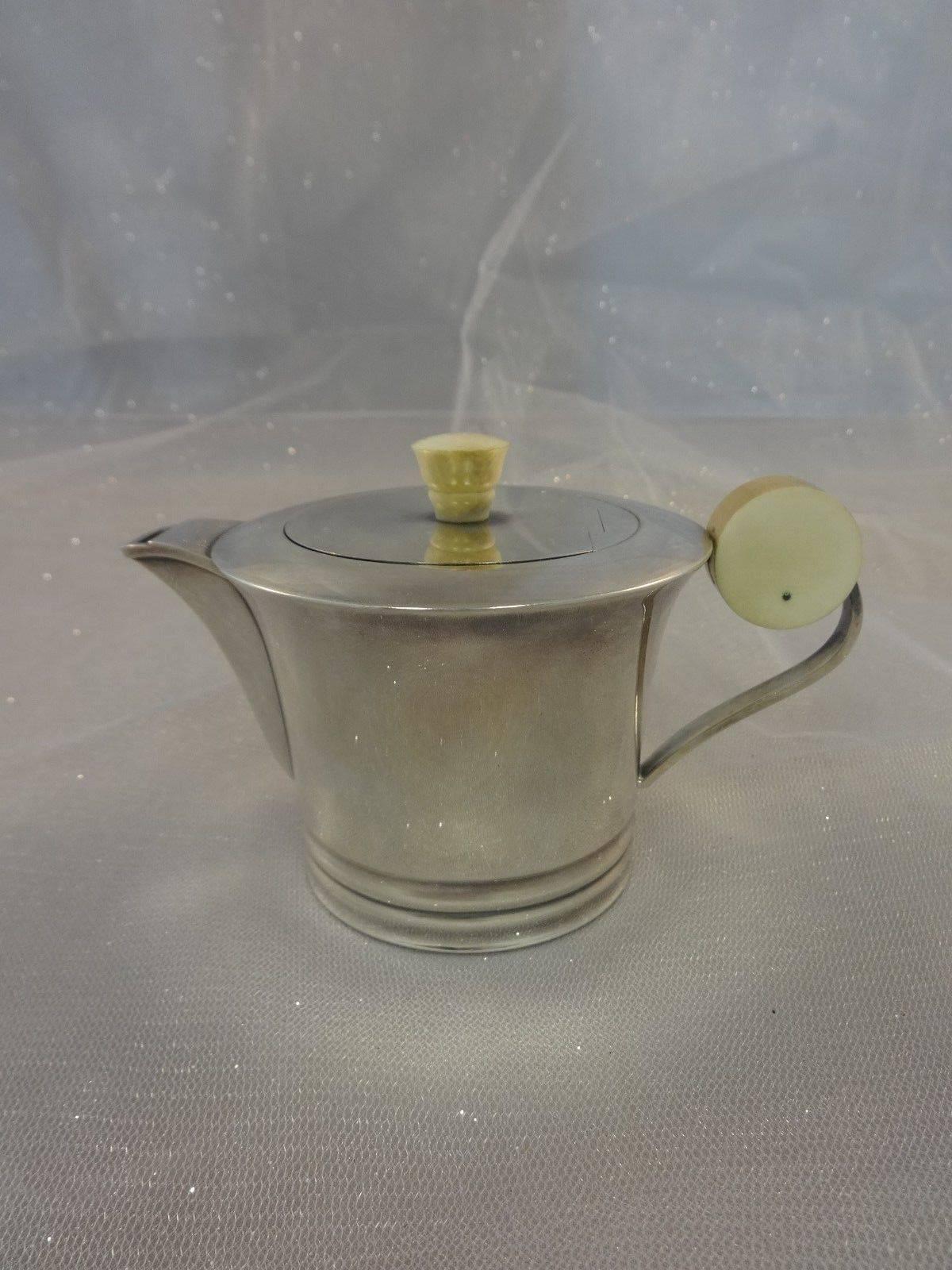 French .950 Sterling Silver Art Deco Tea Set Coffee Sugar Creamer Hollowware 1