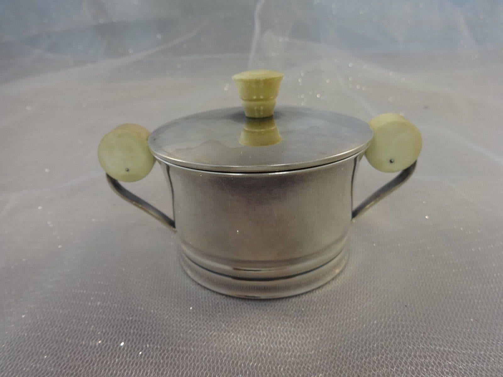 French .950 Sterling Silver Art Deco Tea Set Coffee Sugar Creamer Hollowware 2