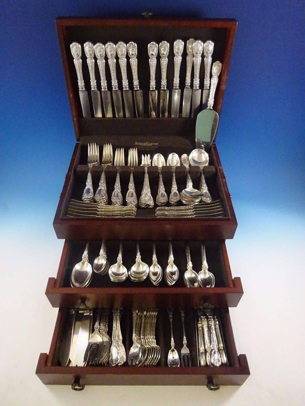 Impressive, dinner and luncheon size, Florentine by Gorham sterling silver flatware set- 195 pieces. This set includes:

12 dinner knives, 9 5/8