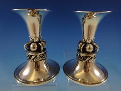 La Paglia International Sterling Silver Mid-Century Modern Candlesticks Pair 118