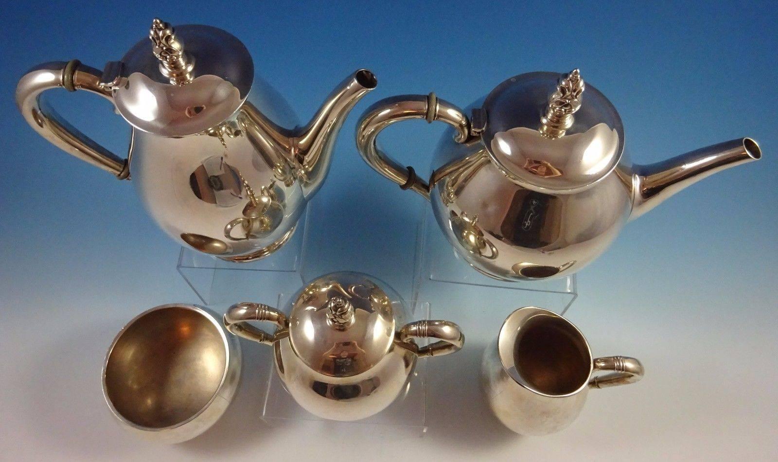 Mid-Century Royal Danish by International Sterling Silver Tea Set Five-Piece 4