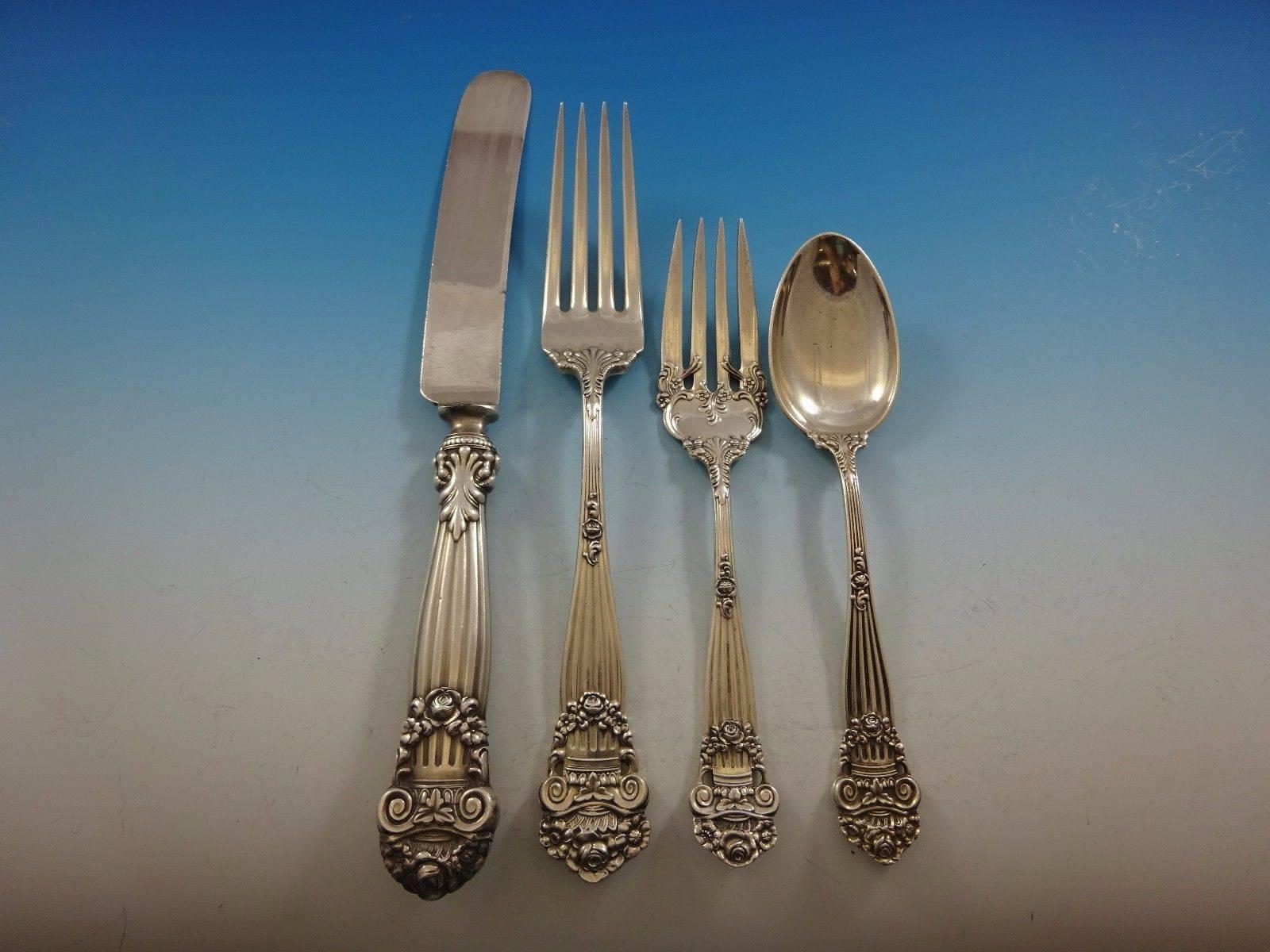 Georgian by Towle Sterling Silver Flatware Service for Eight Dinner Set 132 Pcs In Excellent Condition In Big Bend, WI