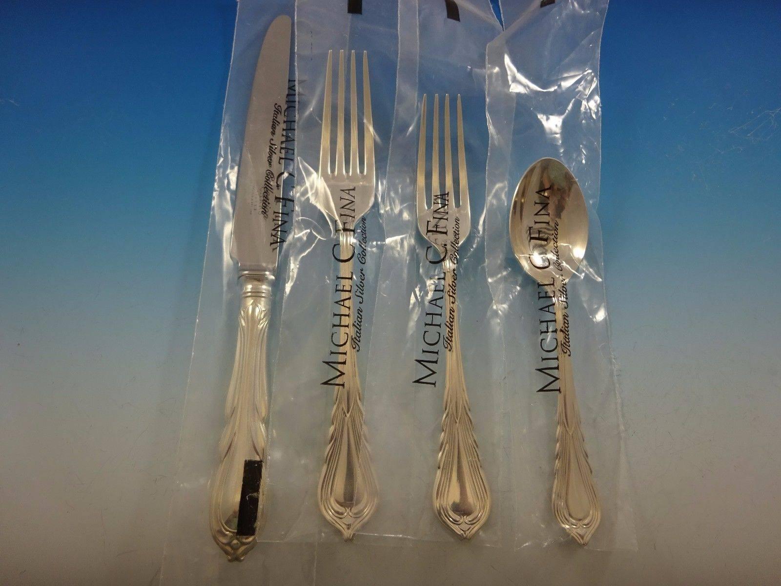 Lily by Carrs Sterling Silver Flatware Service for Ten Dinner Set 57 Pieces New In Excellent Condition In Big Bend, WI