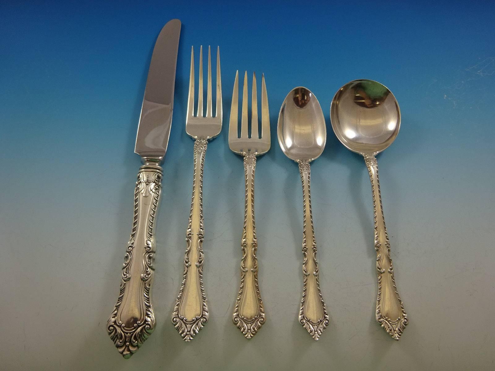 Foxhall by Watson Sterling Silver Flatware Set 12 Service 87 Pieces No Monograms In Excellent Condition For Sale In Big Bend, WI