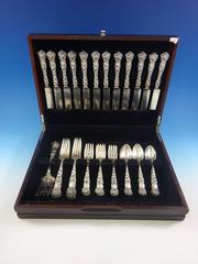Bridal Rose by Alvin Sterling Silver Flatware Service for 12 Set 49 Pieces