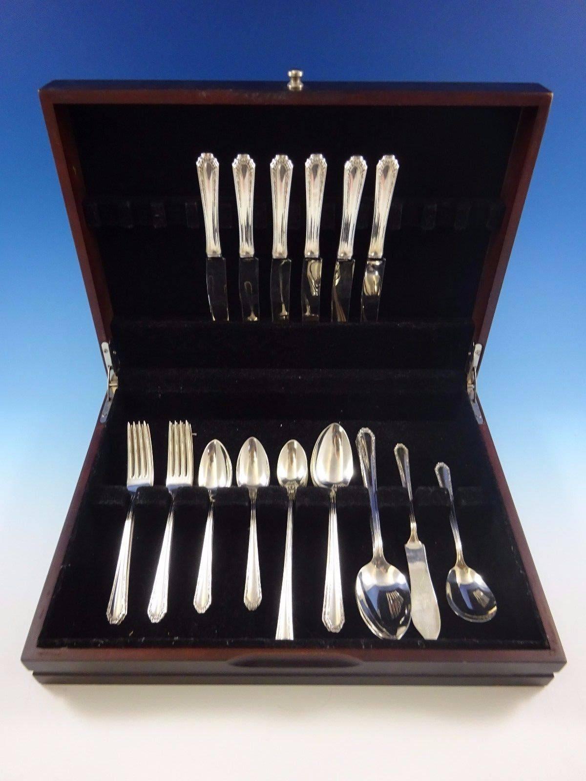 Marianne by National sterling silver flatware set - 38 pieces. 

This set includes:

Six knives, 8 3/4