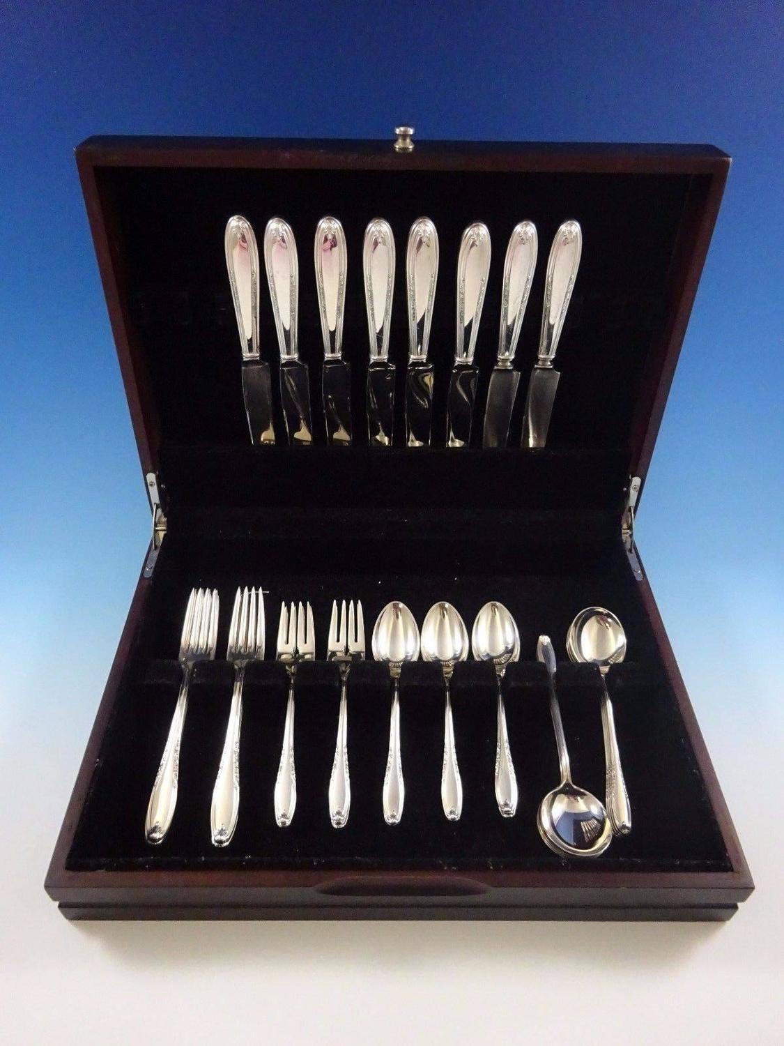 Leonore by Manchester Sterling Silver Flatware Set for Eight Service 40 Pieces For Sale at 1stdibs