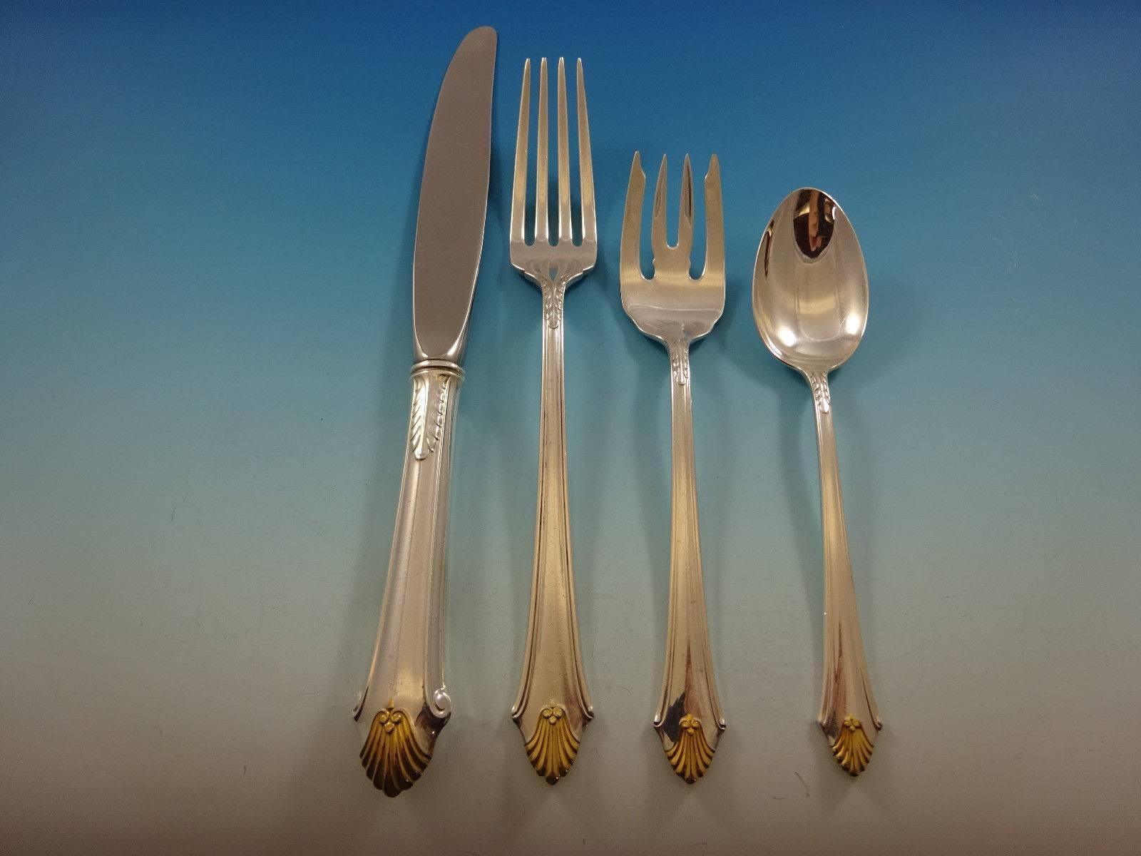 Edgemont Gold by Gorham Sterling Silver Flatware Set for 12 Service 66 Pieces In Excellent Condition In Big Bend, WI