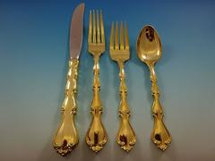 Country Manor by Towle Sterling Silver Flatware Service for 12, Set Vermeil Gold