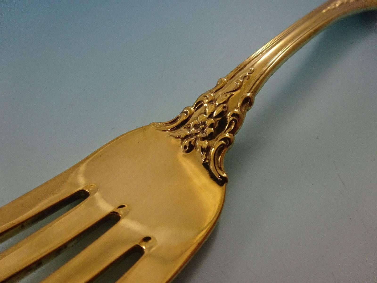 Charlemagne by Towle Sterling Silver Flatware Service, Set of 12 Vermeil Gold In Excellent Condition In Big Bend, WI