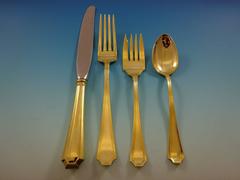 Fairfax by Gorham Sterling Silver Flatware Service for 12, Set in Gold 48 Pieces
