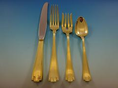 Etruscan by Gorham Sterling Silver Flatware Service for Set, 12 Gold 48 Pieces