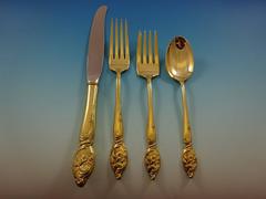 Enchanting Orchid by Westmorland Sterling Silver Flatware Service 12 Set Gold