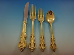 El Grandee by Towle Sterling Silver Flatware Service, 12 Set Vermeil Gold 48 Pcs