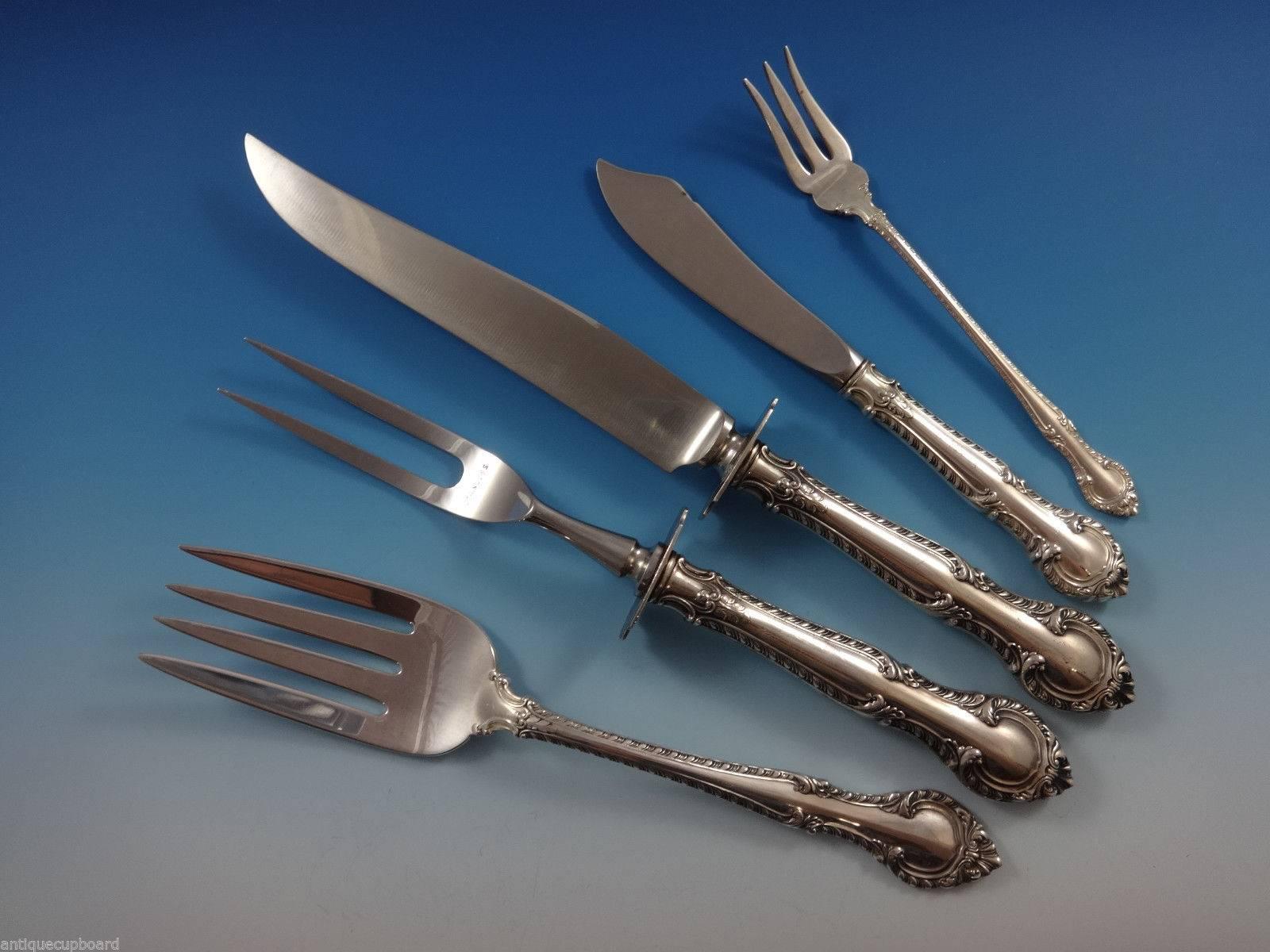 English Gadroon by Gorham Sterling Silver Flatware Set for 8 Service 95 Pieces In Excellent Condition For Sale In Big Bend, WI