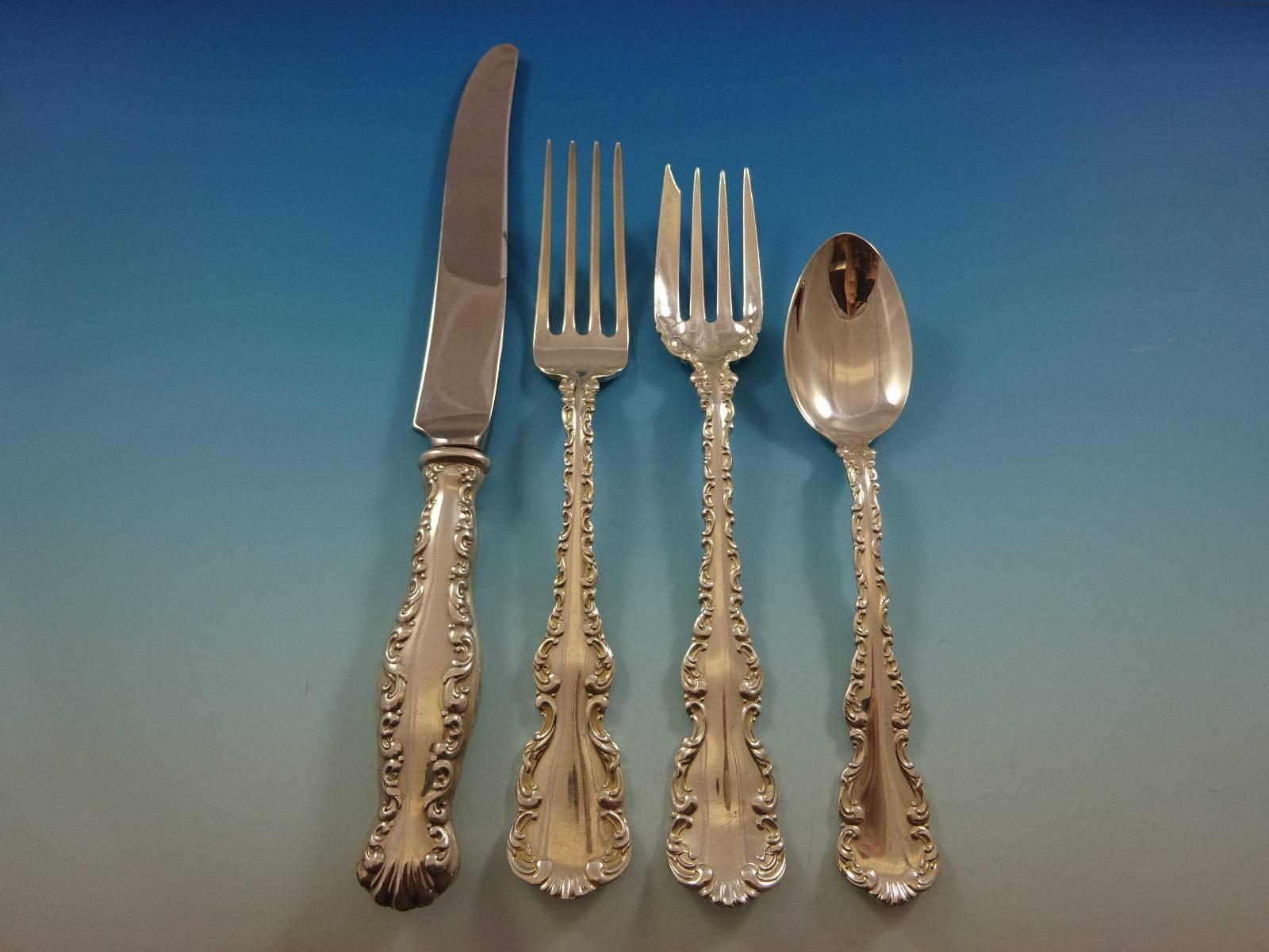 Louis XV by Gorham Whiting Sterling Silver Flatware Set for 12 Service 76 Pieces In Excellent Condition For Sale In Big Bend, WI