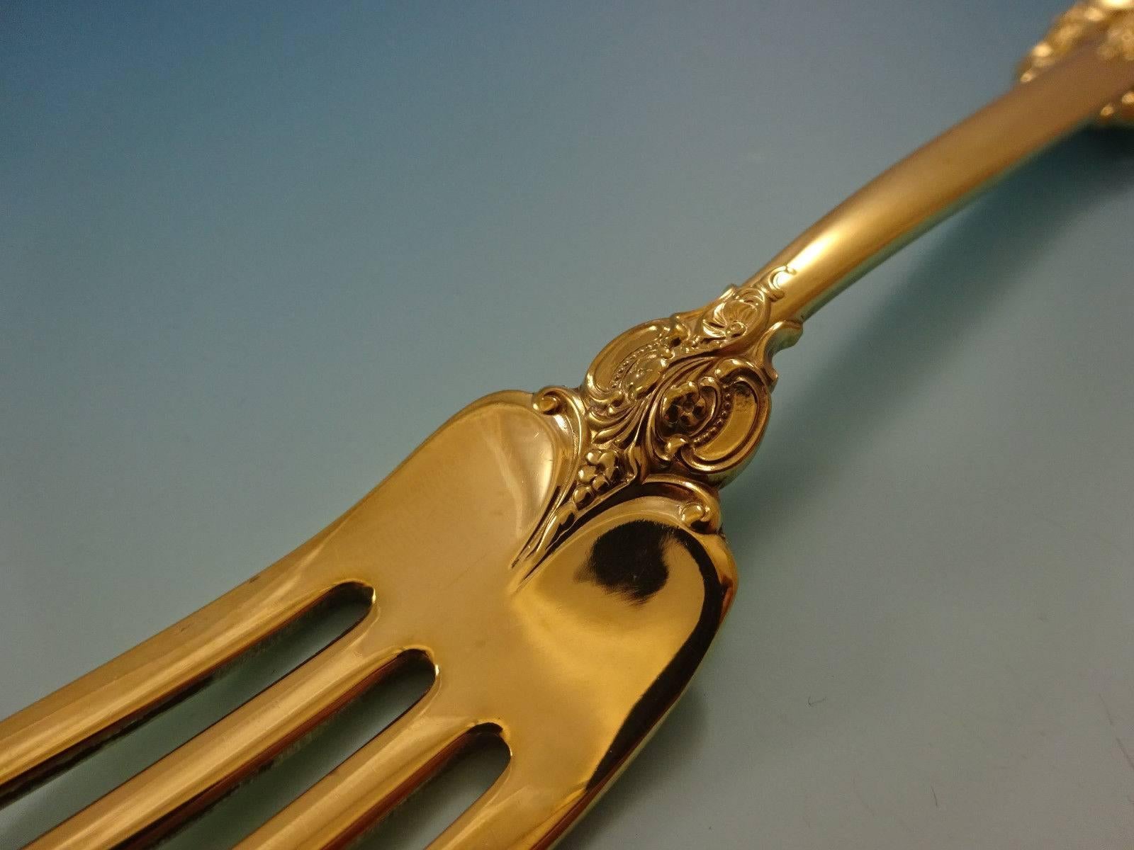 20th Century Grande Baroque by Wallace Sterling Silver Flatware Service 8 Set Gold Vermeil For Sale