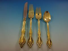 Grand Regency by International Sterling Silver Flatware Service for 8 Set Gold