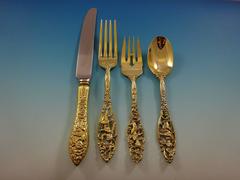 Labors of Cupid Gold by D&H Sterling Silver Flatware Service 8 Set Vermeil 32 Pc