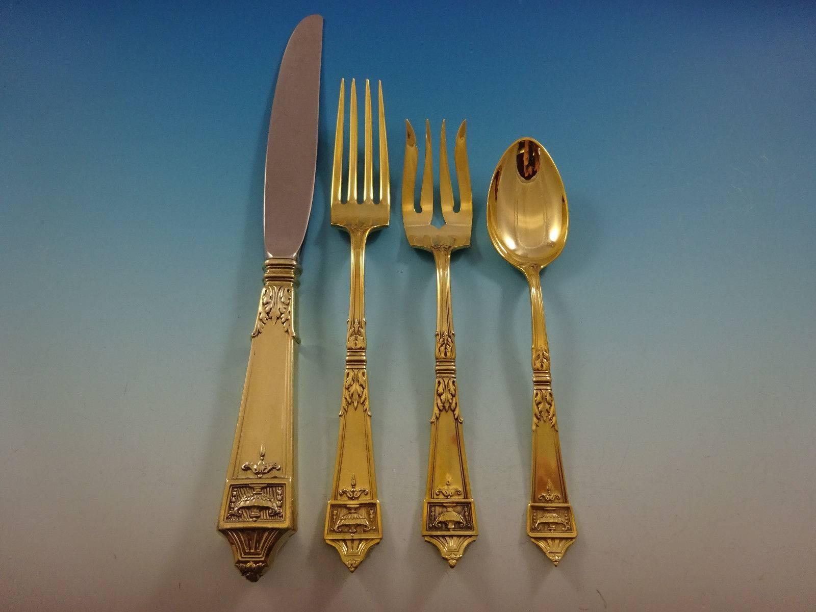 Add some luxe to your life with this fabulous Lansdowne Gold by Gorham Sterling silver flatware set of 32 pieces. Gold flatware is on trend and makes a bold statement on your table.

This set is vermeil (completely gold-washed) and includes:
 
Eight
