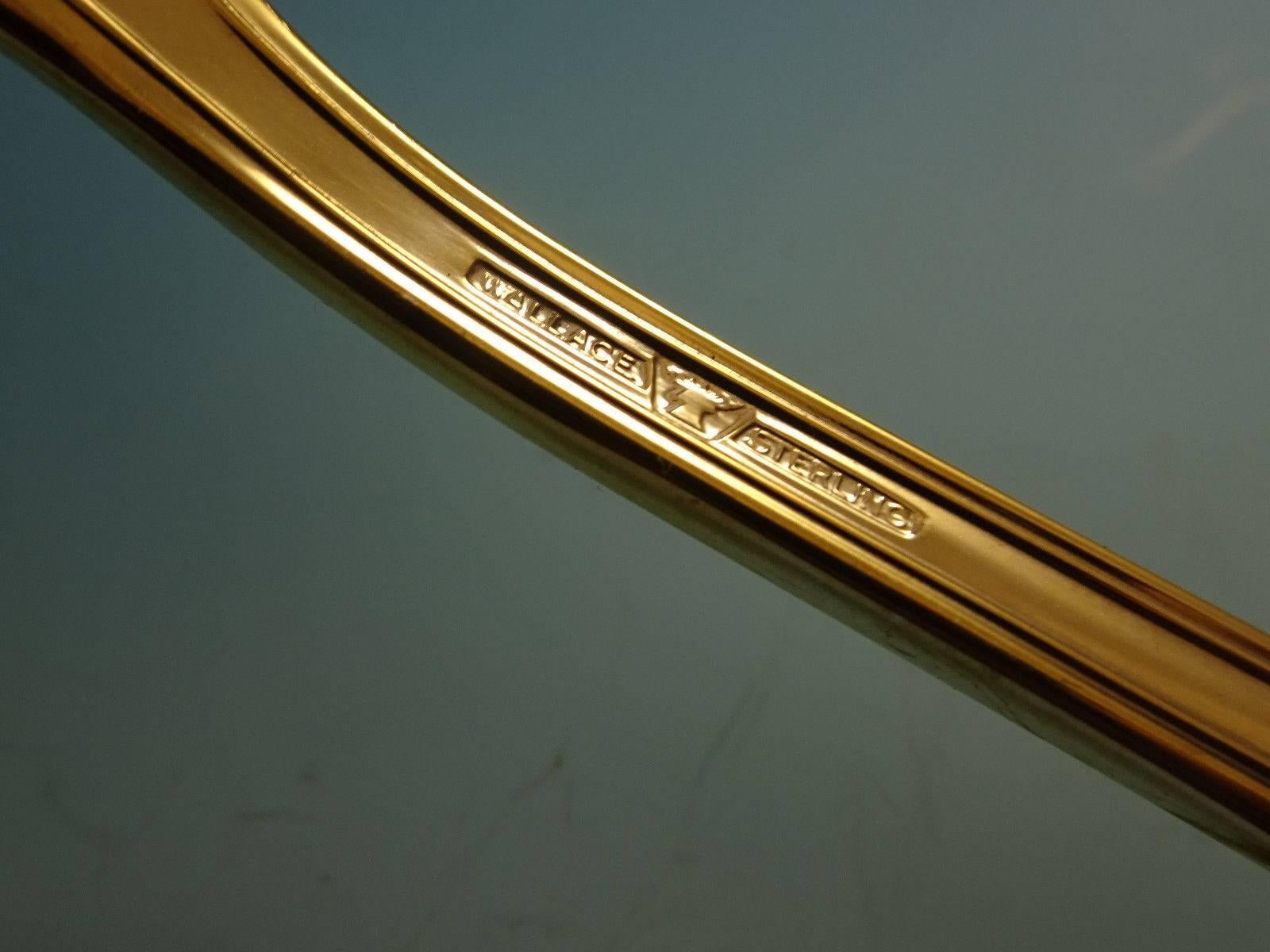 20th Century Rose Point Gold by Wallace Sterling Silver Flatware Service 12 Set Vermeil For Sale