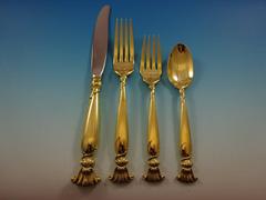 Romance of the Sea Gold by Wallace Sterling Silver Flatware Service 12 Set 48-Pc