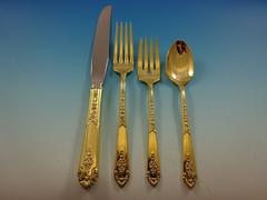 Promise Gold by Royal Crest Sterling Silver Flatware Service 12 Set, Vermeil 48