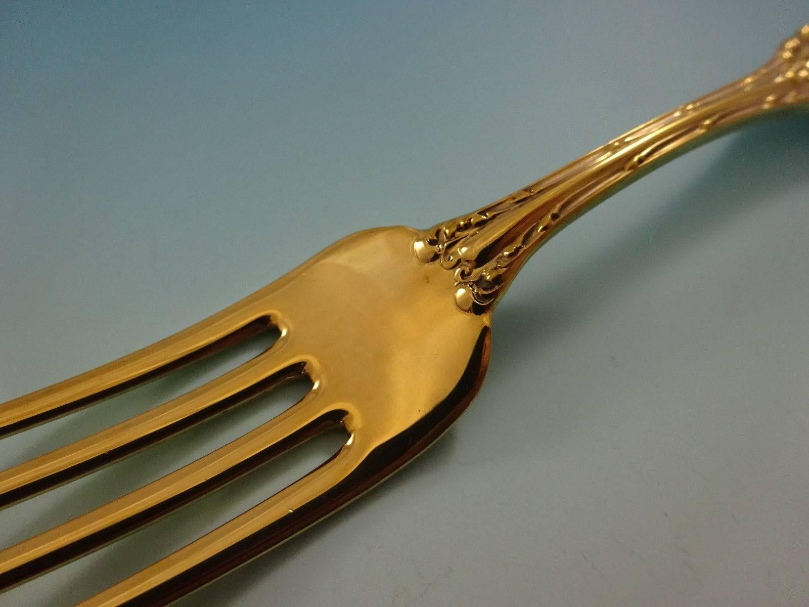 Lucerne Gold by Wallace Sterling Silver Flatware Service eight Set Vermeil In Excellent Condition In Big Bend, WI