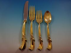 Waltz of Spring Gold by Wallace Sterling Silver Flatware Service Set 12 Vermeil