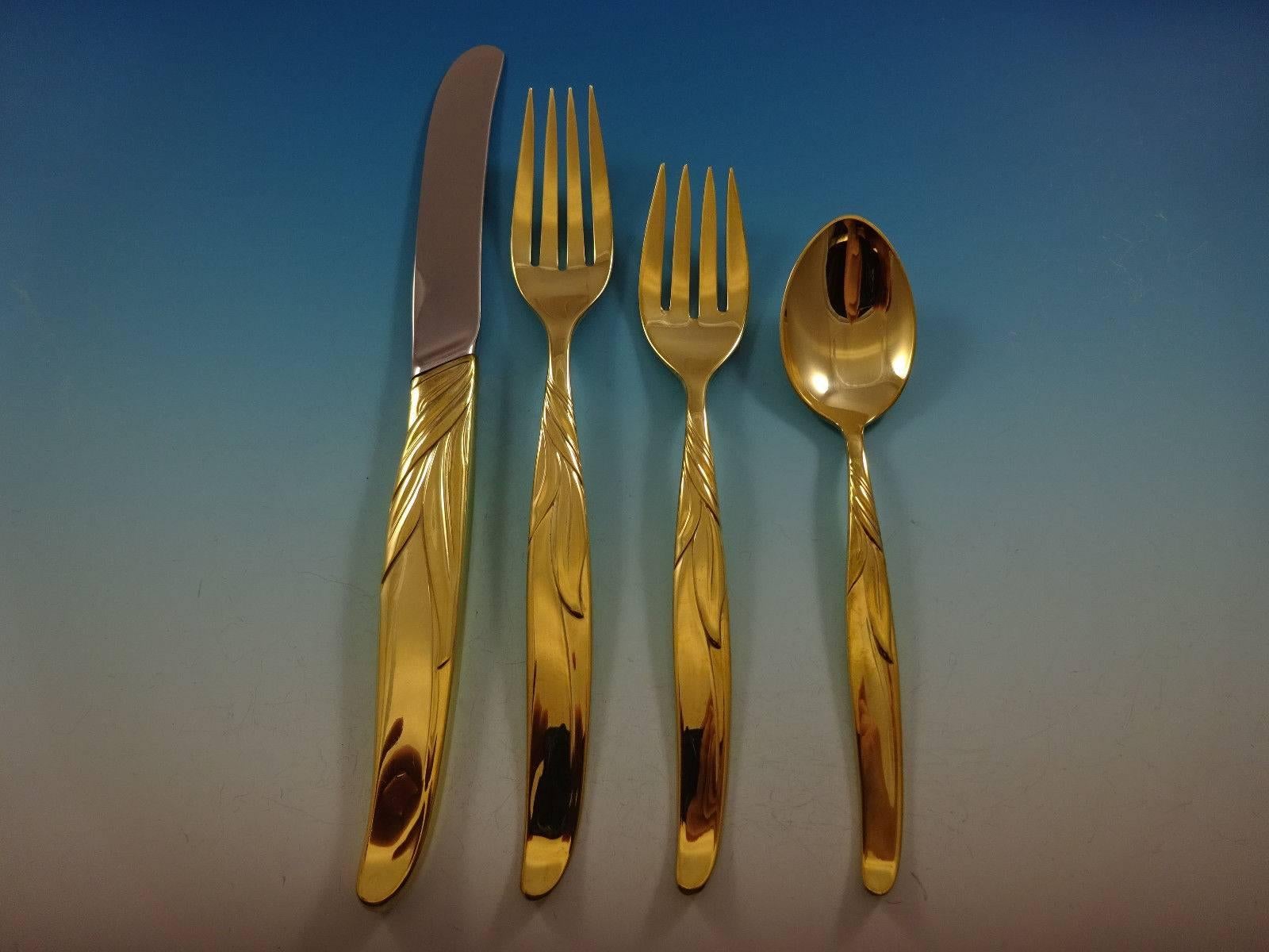 Gorgeous southwind gold by Towle sterling silver flatware set - 48 pieces. Gold flatware is on trend and makes a bold statement on your table. 

This set is vermeil (completely gold-washed) and includes:
 
12 Knives, 8 7/8