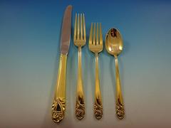 Spring Glory Gold by International Sterling Silver Flatware Service Set for 12