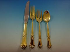 Stately Gold by State House Sterling Silver Flatware Service Set for 12 Vermeil