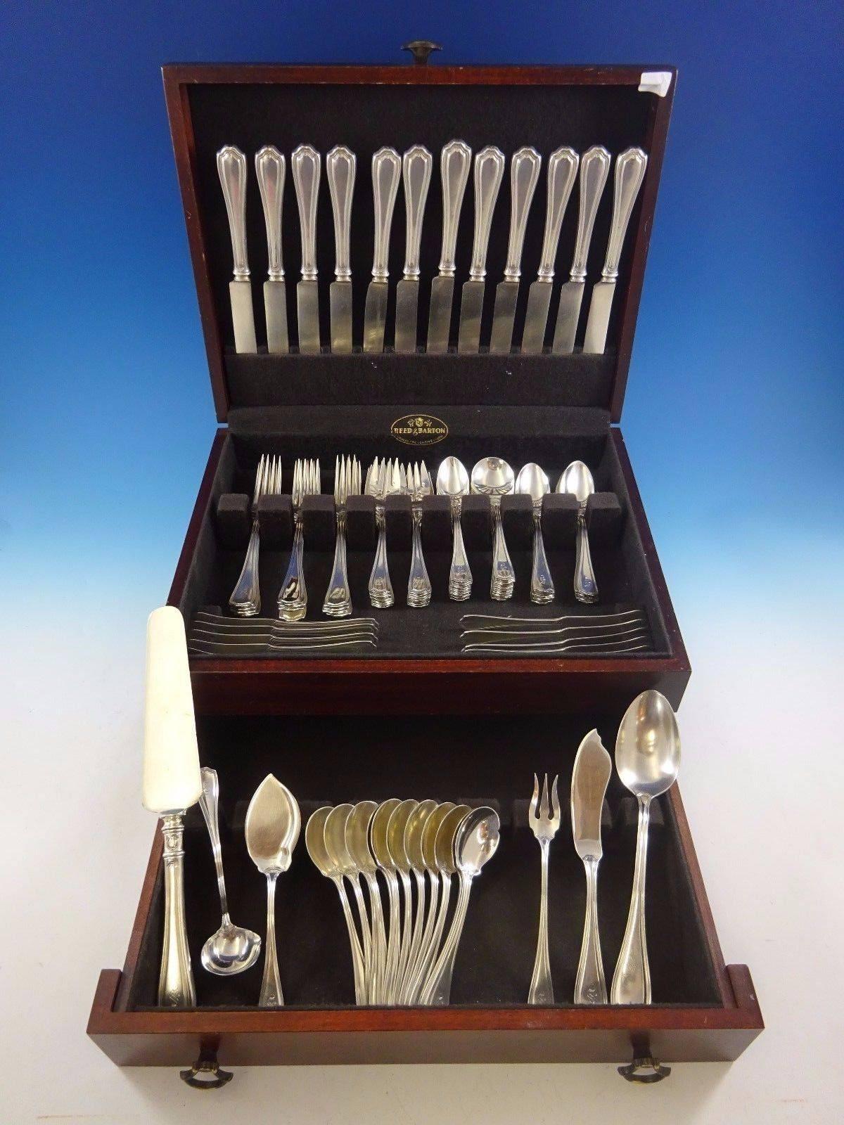 Large Hepplewhite by Reed & Barton sterling silver flatware set - 102 pieces. 

This set includes:

12 knives, 8 3/4