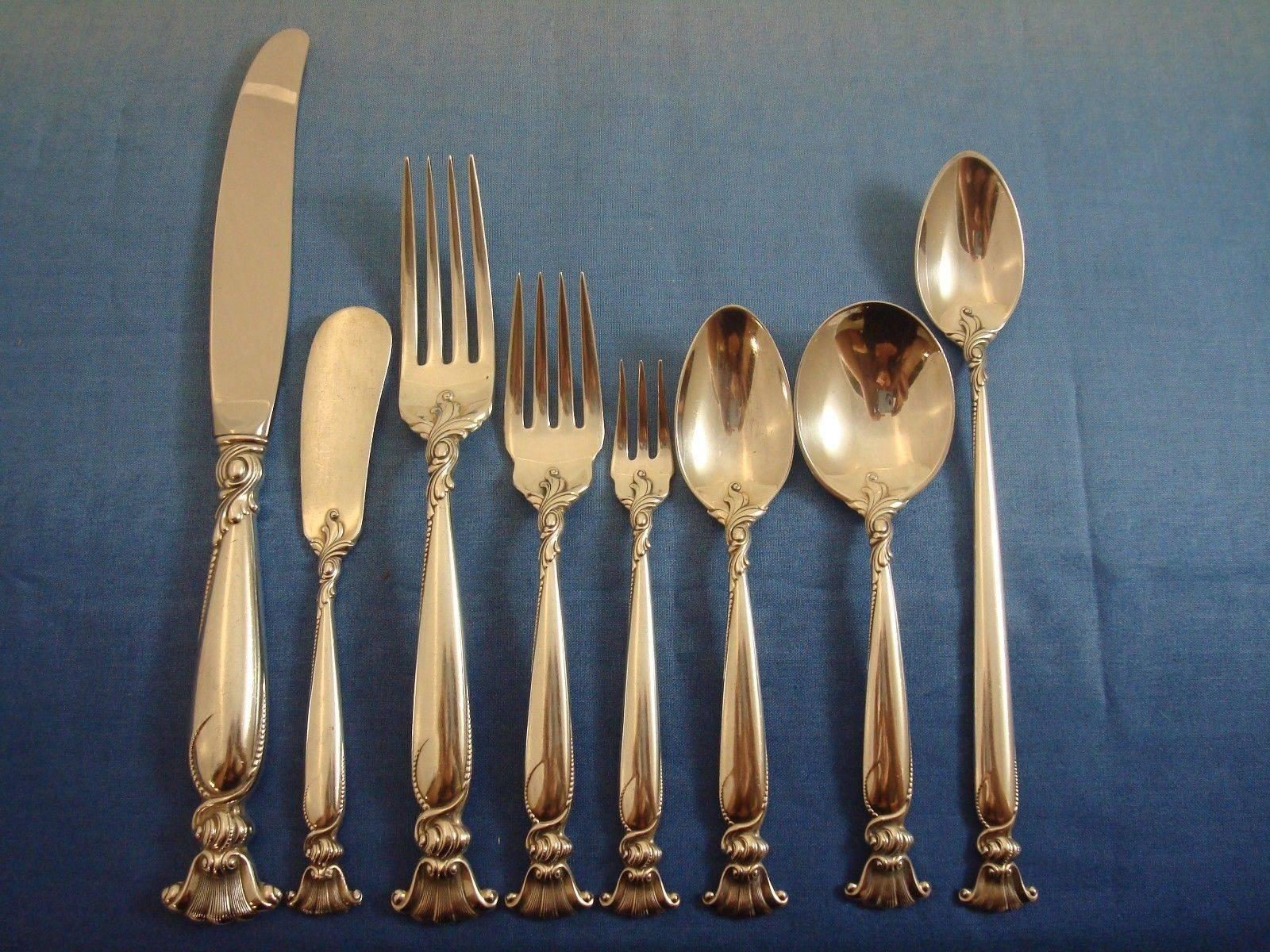 Romance of the Sea by Wallace Sterling Flatware Dinner Service Set of 12 In Excellent Condition In Big Bend, WI