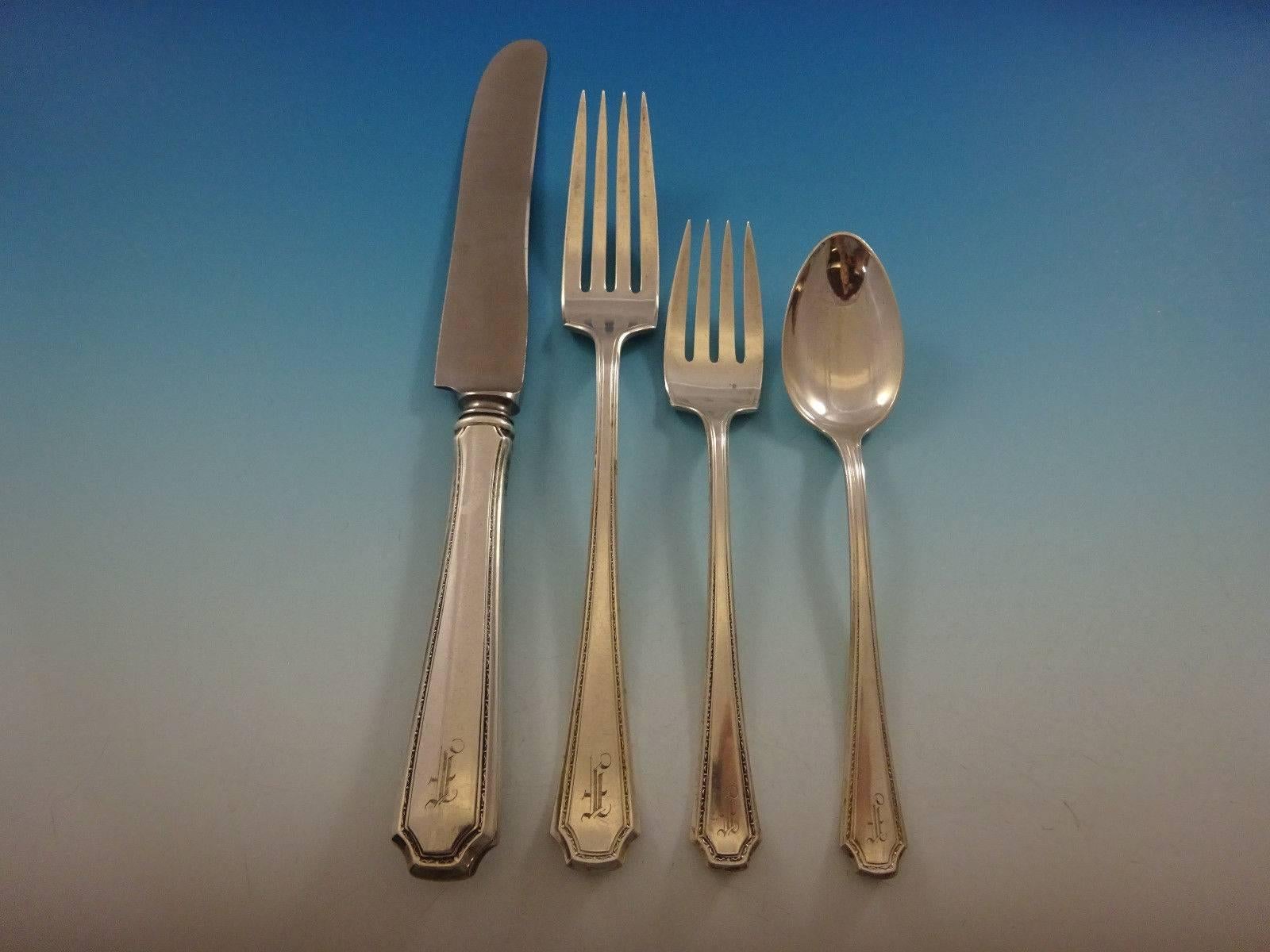 Lady Constance by Towle Sterling Silver Flatware Set Service Dinner F Monogram In Excellent Condition In Big Bend, WI