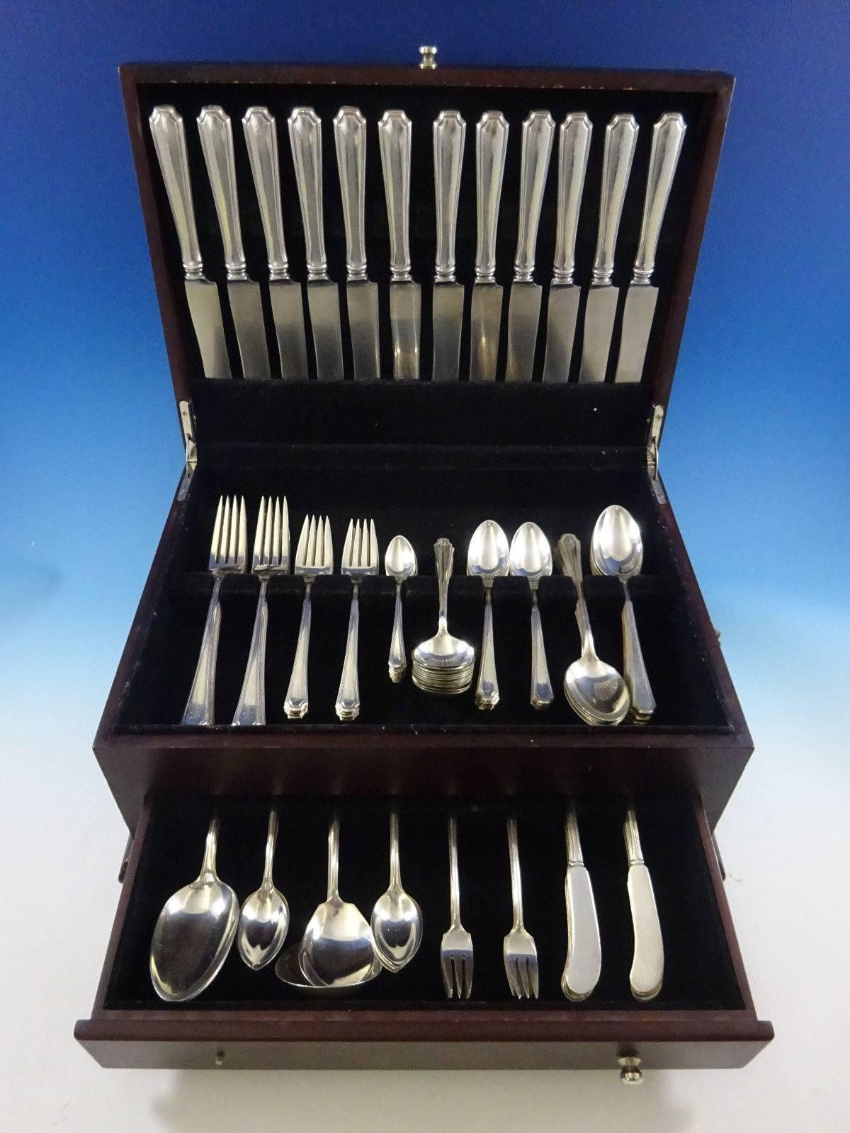 Huge Lady Constance by Towle sterling silver dinner size flatware set of 126 pieces. This set includes:

12 dinner size knives, 9 5/8