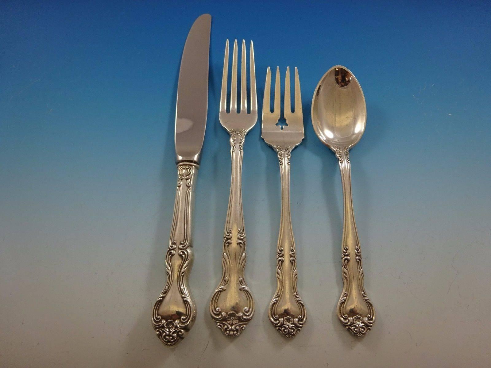 Amaryllis by Manchester Sterling Silver Flatware Set 12 Service Lunch 74 Pieces In Excellent Condition For Sale In Big Bend, WI