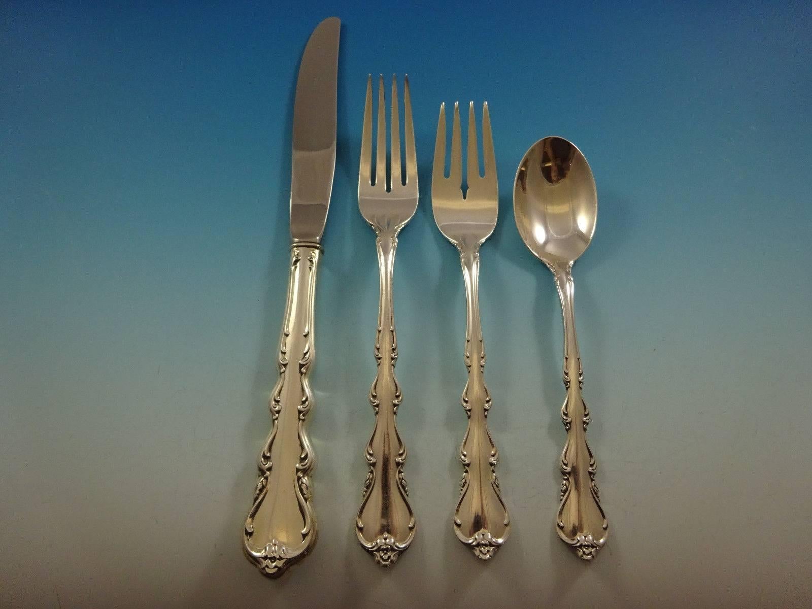 Angelique by International Sterling Silver Flatware Set 12 Service Lunch 51 Pcs In Excellent Condition In Big Bend, WI