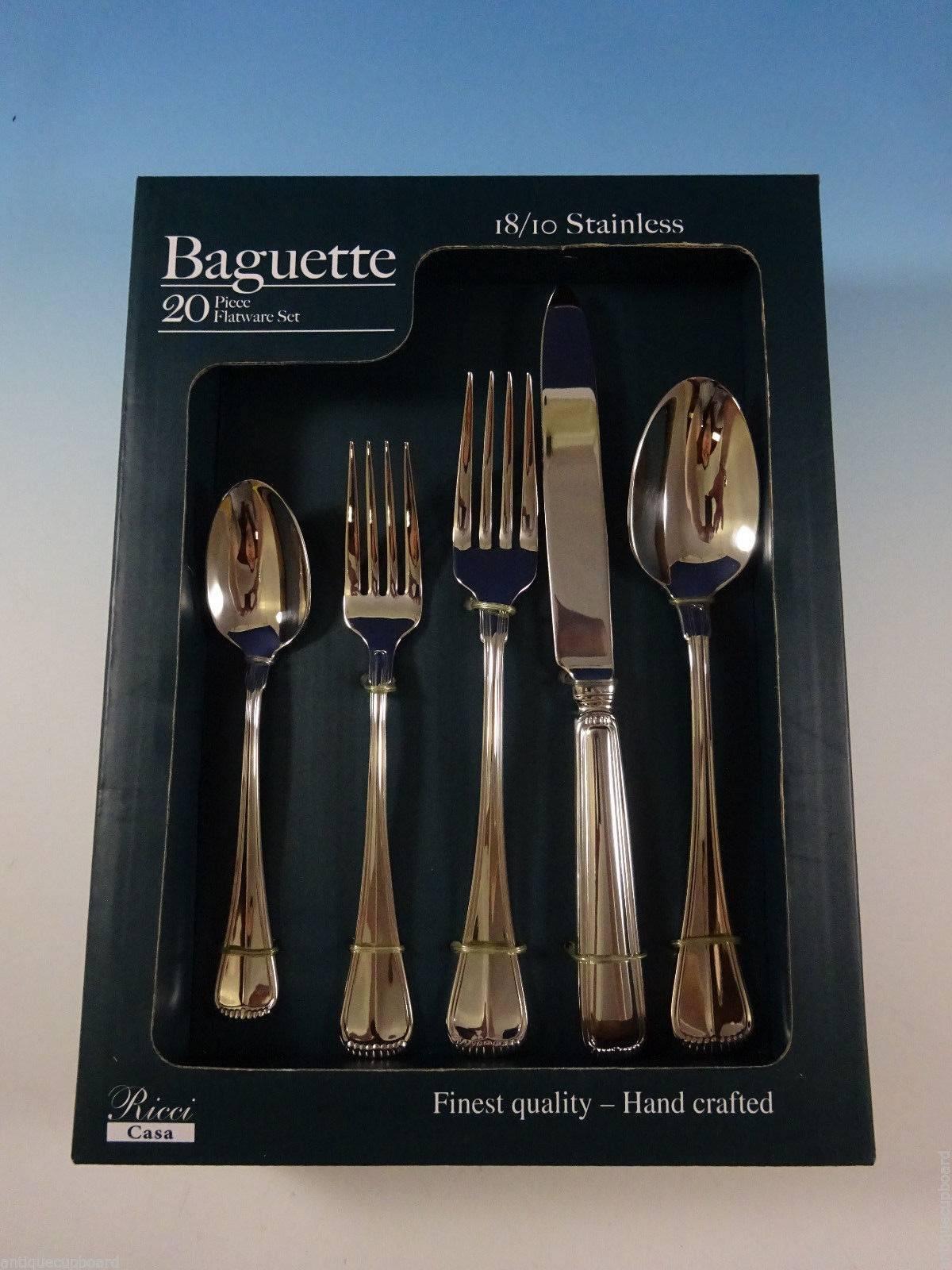 20th Century Baguette Milano by Ricci Stainless Steel Flatware Tableware Set 12 Service New